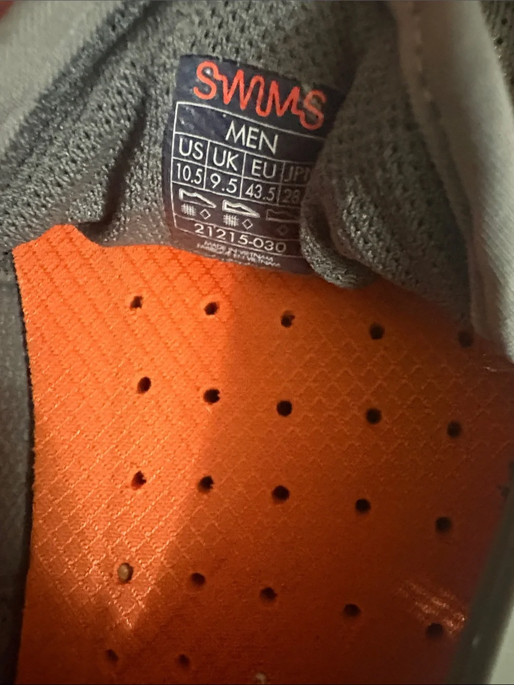 Swims Men’s Gray Perforated Boat Shoes with Orange Insole
